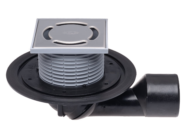 HL80 – Adjustable Balcony and Terrace Drain with Stainless Steel Grate – official HL photograph