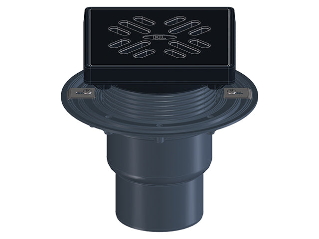 HL3100TG – Vertical Balcony and Terrace Drain with Cast Iron Grate – official HL photograph