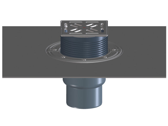 HL3100TH – Vertical Balcony and Terrace Drain with Bitumen Membrane and Stainless Steel Grate – official HL photograph