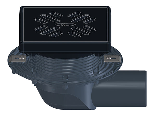HL5100TG – Horizontal Balcony and Terrace Drain with Cast Iron Grate – official HL photograph