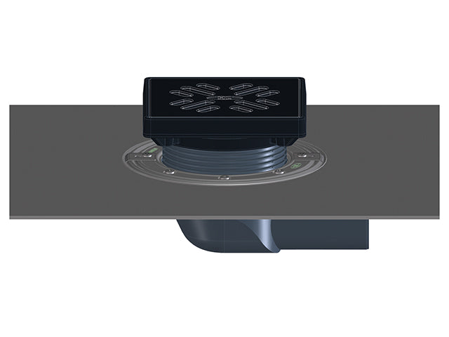 HL5100THG – Horizontal Balcony and Terrace Drain with Bitumen Membrane and Cast Iron Grate – official HL photograph