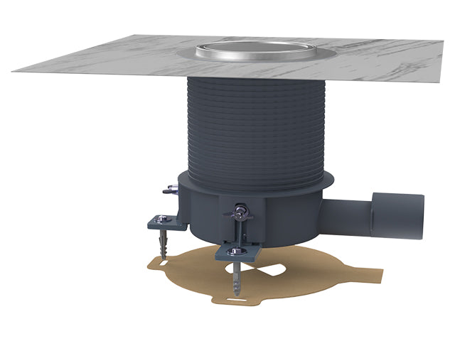 HL542Prblue liquid shower and floor drain for coated flooring with horizontal DN40/DN50 outlet and stainless steel frame – official HL photograph
