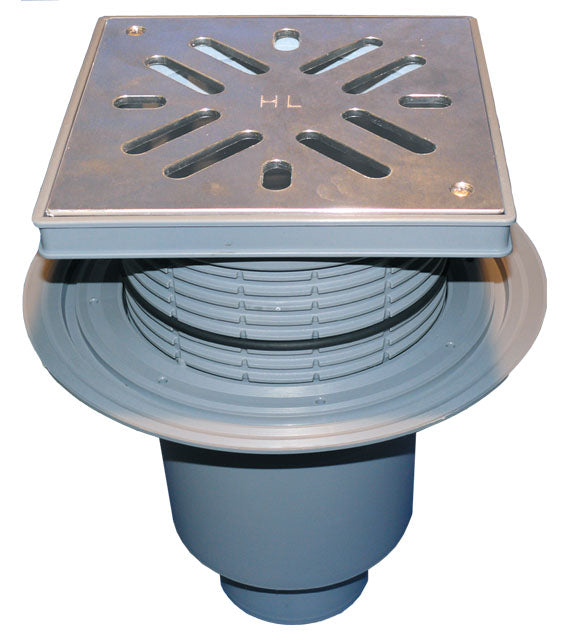 HL616SW/5 — HL616SW Magnum Vertical Drain with Flange — Stainless-Steel Grate — official HL product photograph