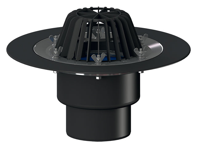 HL62/1 vertical roof drain DN110 with stainless steel clamping ring