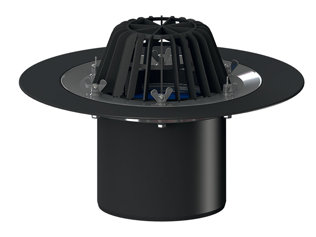 HL62/5 vertical roof drain DN160 with stainless steel clamping ring