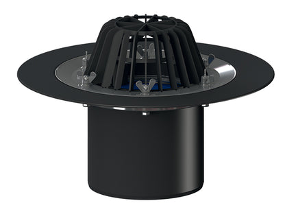 HL62/5 vertical roof drain DN160 with stainless steel clamping ring