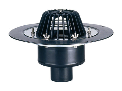 HL62/7 vertical roof drain DN75 with stainless steel clamping ring