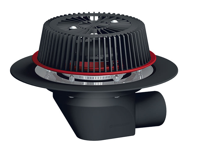 HL HL64.1Safe horizontal emergency roof drain with clamping flange – heated official product photo